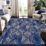 Garvee 5x7 Area Rugs for Living Room/Bedroom, Non-Slip Washable, Soft Polypropylene, Snowflake Print, Oriental Ethnic Style, Kids and Pets Safe - Blue