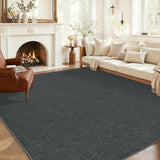 Garvee Large Washable Rug 9x12 Charcoal Modern Solid Rugs for Living Room and Bedroom Non Slip Ultra-Thin Foldable - Charcoal