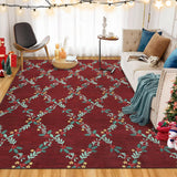 Garvee Christmas Decor Area Rug 4x6 Red Modern Foldable Soft Non-Shedding Floor Mat for Living Room & Bedroom - Red