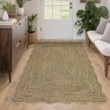 Garvee Imitation Braided Collection-Print 3x5 Washable Rugs for Entryway Small Bedroom Rug Non Slip Throw Carpet Farmhouse Soft Low Pile Rustic Accent Rug for Living Room Office Home Decor - Natural