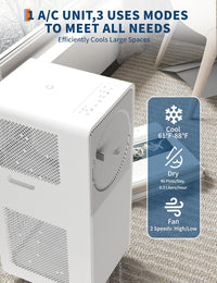 Garvee 8,000 BTU Drainage-free Portable Air Conditioner for Indoor Rooms, 3-In-1 AC Unit for Bedroom 150 Sq.Ft, Dehumidifier, Fan, Sleep Mode, 24 Timer, Remote Control, Window Kits Included