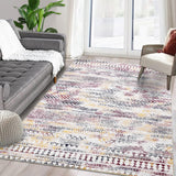 Garvee Boho Area Rug 6x9 Geometric Area Rug Machine Washable Area Rug Bedroom Rug Moroccan Area Rug Colorful Throw Floor Cover Indoor Carpet for Living Room Kitchen Home Office, Multi 6' x 9' - Colorful
