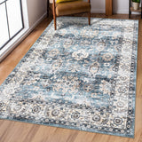 Garvee Vintage Washable Area Rug Small Entryway Rug with Non-Slip Backing Washable Boho Accent Floor Cover Carpet Oriental Accent Indoor Bedroom Rug Distressed Carpet for Living Room Office, Blue - Green