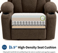 Garvee Large Power Lift Recliner Chair with Heat and Massage, 2 Cup Holders & Side Pocket, USB Port, Electric Lift Recliner for Elderly & Mobility Impaired, Chenille Brown