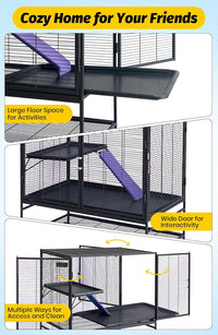 Garvee Metal Small Animal Cage, 39"H Multi-Level Ferret Cage for Small Animals - Large Hamster Cage with Removable Ramp, Removable Tray for Chinchilla, Rabbit, Guinea Pigs, Hedgehog, Gerbil