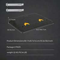 Garvee Heavy Duty Rubber Threshold Ramps (2-Pack) - 3 Inch Rise, 33,000 lbs Capacity Non-Slip Curb Transition Ramps with 4 Anchoring Expansion Bolts for Wheelchairs, Scooters, Cars & Doorways