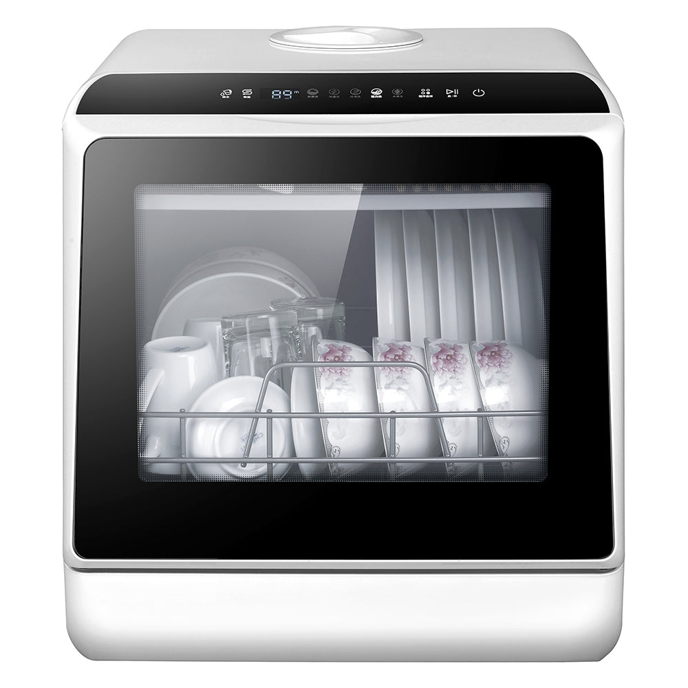 Garvee Portable Mini Dishwasher, Countertop Dishwasher 5L Water Tank, 5 Washing Programs & High-Temp Air-Dry Function, Tabletop Dishwasher with 360° Spray for Apartments, No Hookup Needed