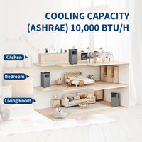 Garvee 10,000 BTU Portable Air Conditioner with Dehumidifier, Cooling, Fan 3-In-1, Drainage-Free Cooling, Cools Up to 450 Sq. Ft. with Remote Control, Gray