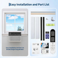 Garvee U-Shaped Window Air Conditioner 6000 BTU Ultra Quiet Energy Efficient Remote Control Dehumidifier Fan Easy Install Fits 24-48" Windows Bedroom Living Room