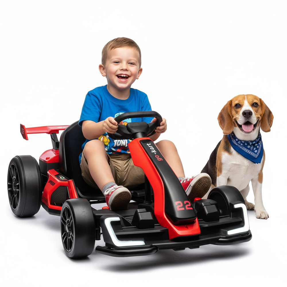 Garvee Ride - G Series: 24V Electric Go Kart, with 300W Strong Motor, Drift/Sport Mode, Big Battery, Eva Tire,Length Adjustment for Outdoor Racing Toy-Red