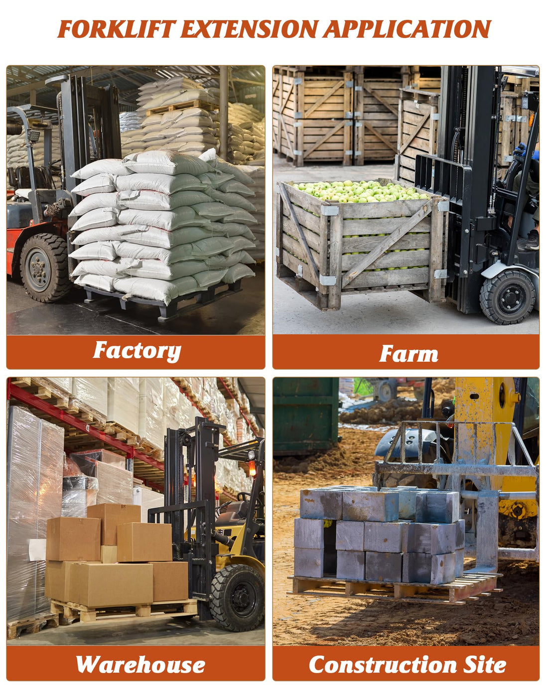 Garvee 5.5" Width Pallet Fork Extension, 4600 LBS Max Heavy Duty Steel Pallet Extensions for Forklift Truck - Orange / 96x5.5 inch