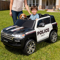 Garvee Ride - P Series: 12V Toyota Land Cruiser Kids' Car: Remote, LED, 3 Speeds, Dual 45W Motors, USB Music, Seat Belt, CPC & ASTM Approved - Black and White