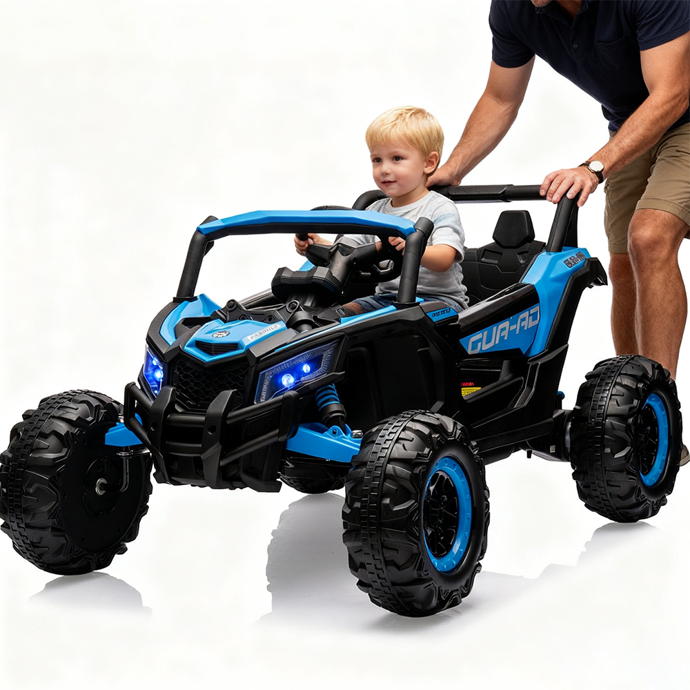 Garvee Ride - P Series: 24V Ride-On UTV: Remote Control, 200W Motor, Spring Suspension, Music, LED Lights, for Boys & Girls - Blue