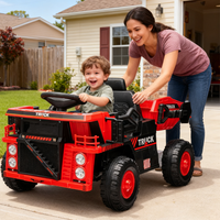 Garvee Ride - P Series: 12V Ride On Construction Vehicle for Kids With Remote Control, Electric Dump Bed,Shovel,Music Player, and Four Wheel Shock Absorption for Kids 3+(Red)