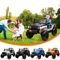 Garvee Ride - P Series: 24V 2 Seater Ride On Truck Car For Kid age 3 - 8 years, w/Remote Control, 4-Wheeler Suspension, 4x55W Powerful Engine, 4WD Battery Powered, LED Lights, Soft Braking - Black and White Mix