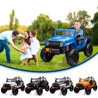 Garvee Ride - P Series: 24V 2 Seater Ride On Truck Car For Kid age 3 - 8 years, w/Remote Control, 4-Wheeler Suspension, 4x55W Powerful Engine, 4WD Battery Powered, LED Lights, Soft Braking - Blue