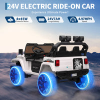 Garvee Ride - P Series: 24V Ride On Car, 4WD 2 Seater Kids' Electric Vehicle Truck with Remote Control, Adjustable Footwell Ride On Truck, 3 Speeds, Led Lights, Bluetooth, White