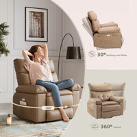 Garvee 27" Oversized Rocker Swivel Recliner Chair, Lazy Boy for Adults, with Vibrating Massage and Heating, 1.5x Sponge Filling, Side Pocket, and Cup Holder, for Living Room, Bedroom, and Nursery