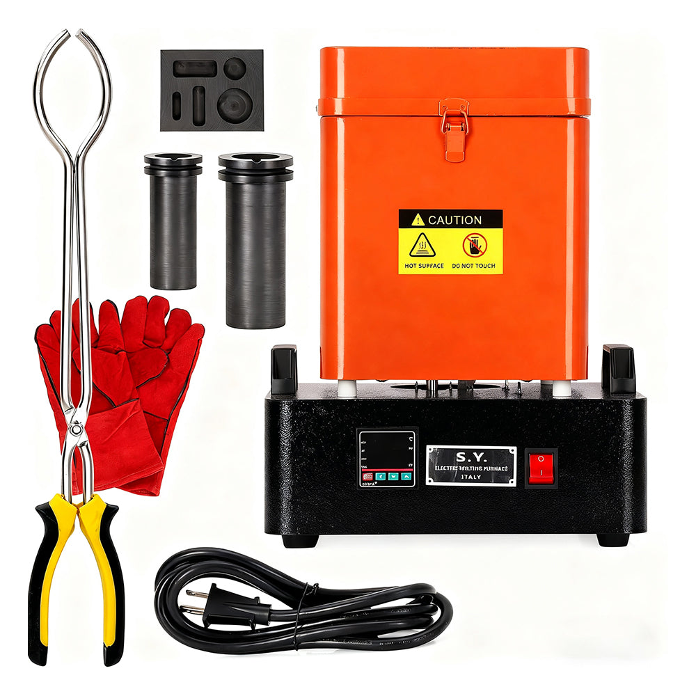 Garvee 1+3 KG Gold Melting Furnace Set,2100 °F Digital Electric Melting Furnace with 2 Crucibles,Temperature Control for Melt Scrap, Silver, Gold, Copper, Aluminum 110V