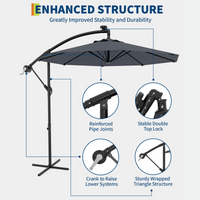 Garvee 10' Cantilever Umbrella with 360 Rotating Base, UV Protection Offset Patio Umbrella 9 Ribs Outdoor Sun Shade with Easy Tilt Adjustment for Backyard, Lawn, Garden, Navy Blue