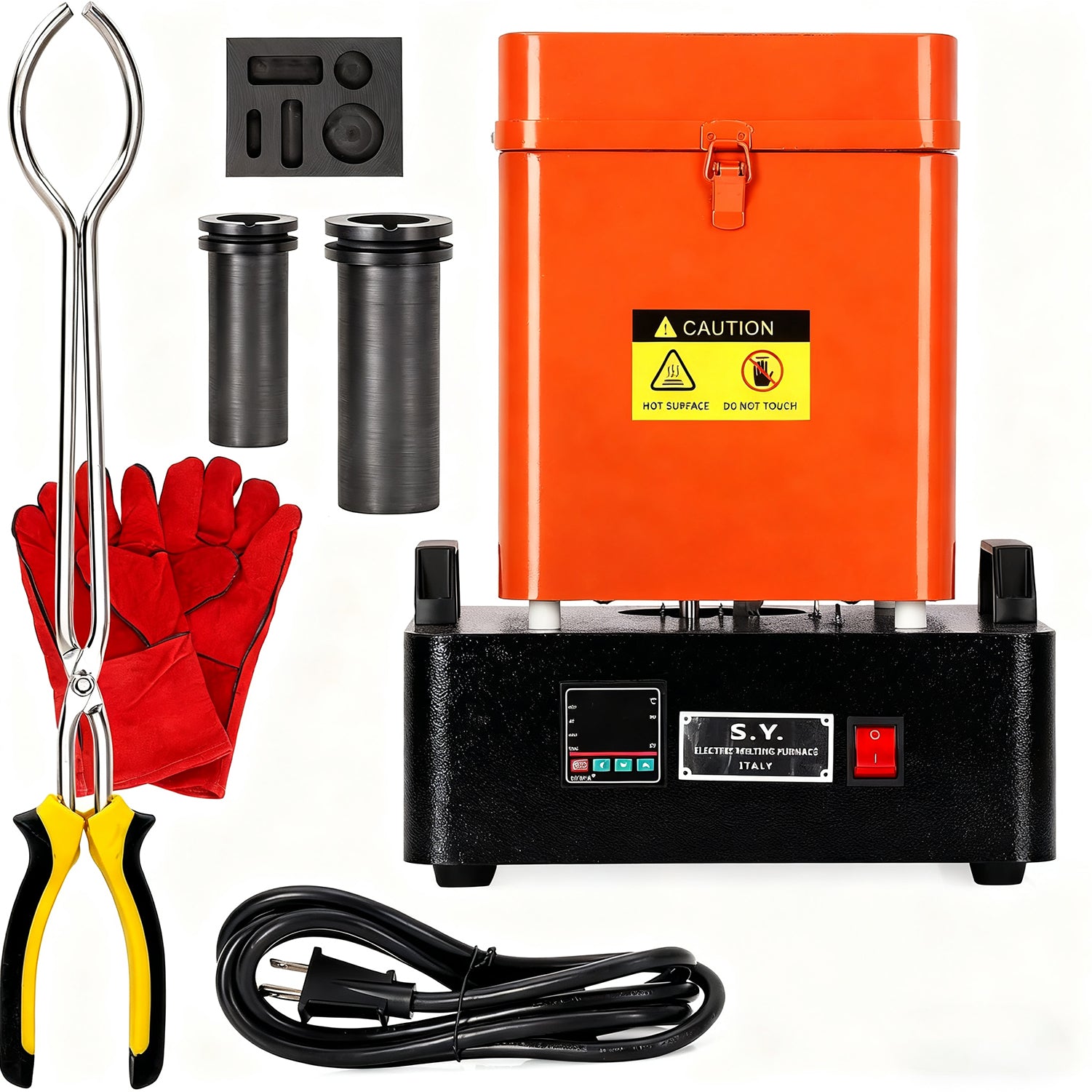 Garvee 1+3 KG Gold Melting Furnace Set,2100 °F Digital Electric Melting Furnace with 2 Crucibles,Temperature Control for Melt Scrap, Silver, Gold, Copper, Aluminum 110V