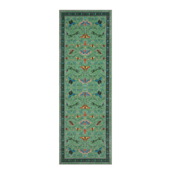 Garvee 2' x 6' Botanical Butterfly Runner Rug, Washable Non-Slip Low-Pile Vintage Floral Rug for Hallway & Entryway, Dark Green