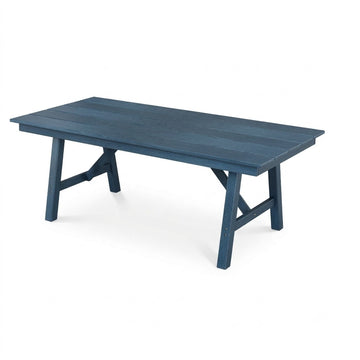 Garvee 66.9" HDPE Outdoor Dining Table for 4-6, Patio Garden Table with Umbrella Hole, 500 lb Capacity, All-Weather Navy Blue