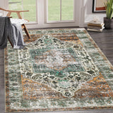 Garvee Area Rug Rusty Brown 4x6 Washable Rug Vintage Rugs for Living Room Stain Resistant Carpet Ultra Soft Bedroom Rug Low Pile Accent Rug for Dining Room Dining Room - Rusty Brown