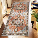 Garvee Washable Rug Runners for Hallways, 2x6 Boho Non-Slip Long Vintage Oriental Medallion Accent Area Rugs for Living Room Laundry Bedroom Kitchen Mat Bathroom Rugs Orange 2'x6' - Red