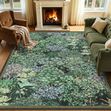 Garvee Forest Rugs 5x7 Blue Green Washable Area Rugs Botanical Low Pile Non Slip Stain Resistance Woodland Rug for Living Room Bedroom Dining Room - Bluish Green