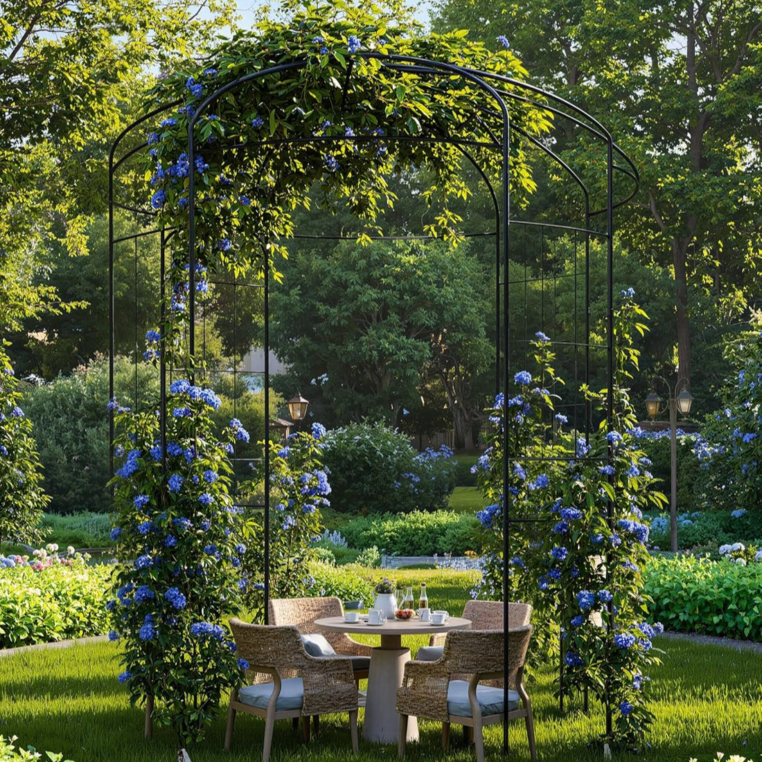 Garvee 8.8 FT Birdcage Garden Arch Metal Arbor Rust-Resistant Reinforced Steel Elegant Climbing Flower Support Patio Backyard Wedding