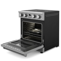 Garvee Professional Electric Range with 4 Heating Elements Cooktop,30“ Convection Oven Capacity,in Stainless Steel,Clock and Timer,Smooth Glass Top