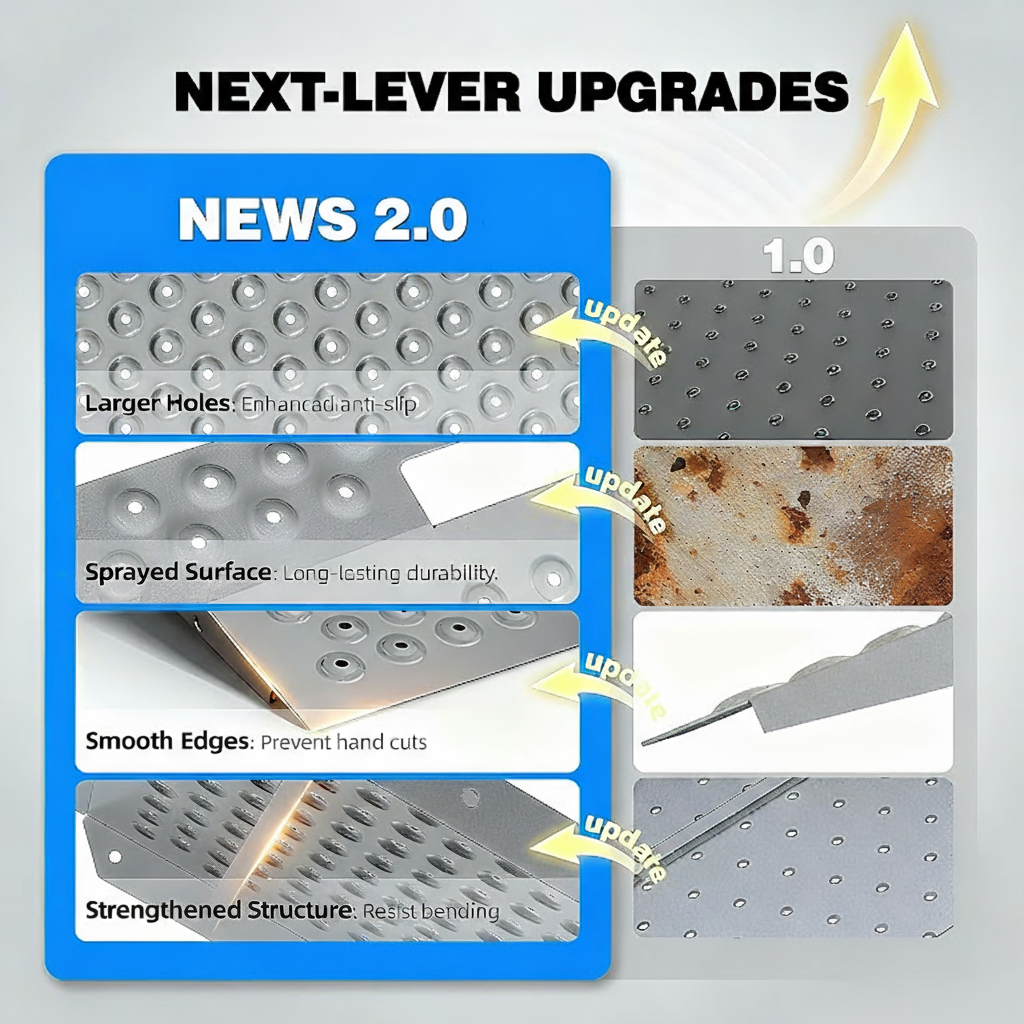 Garvee Shed Ramp Heavy Duty 750 LBS Capacity Non-Slip Punch Plate Stainless Steel Rust-Resistant Wide 24 in Handle Hole for Garage Barns