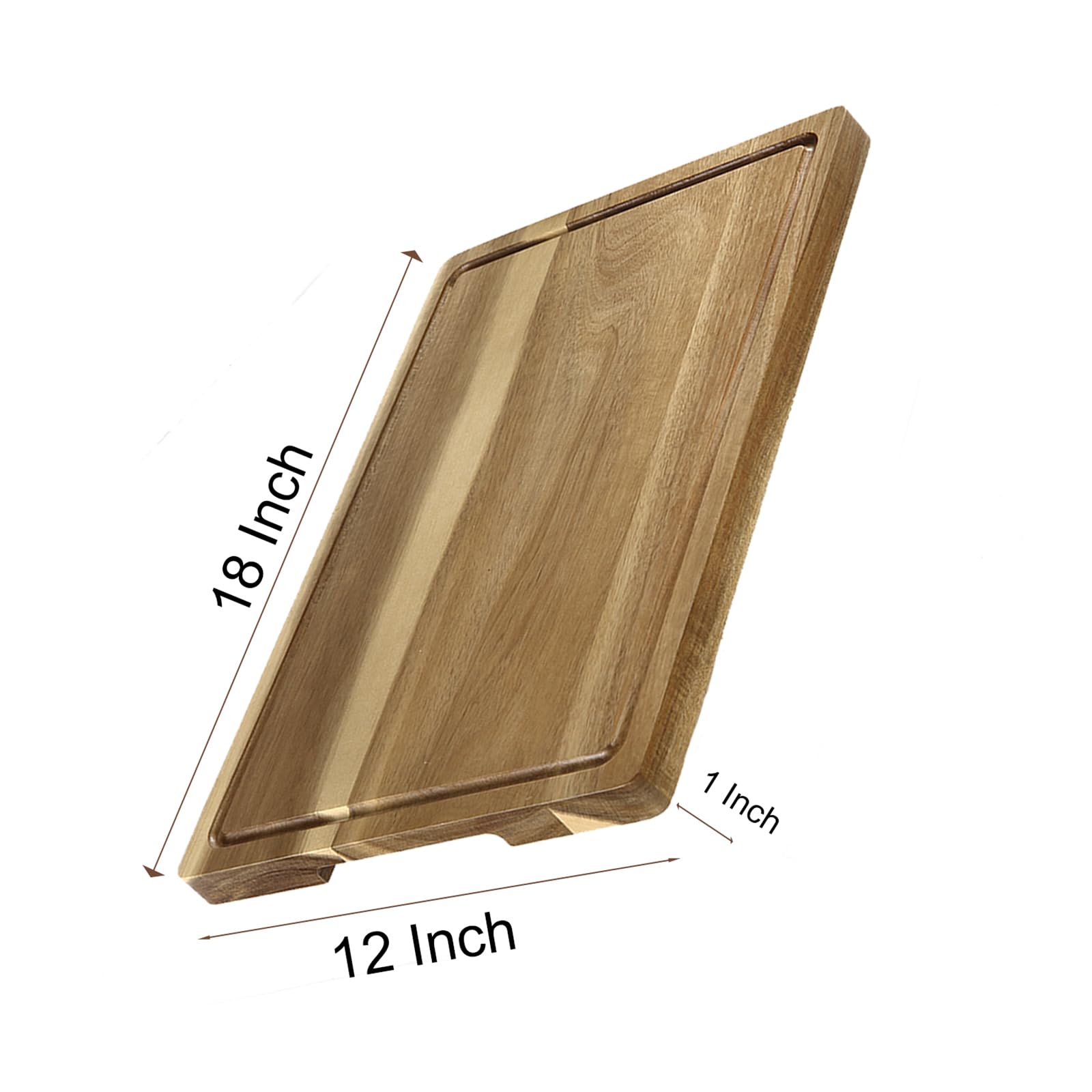 Cutting Board, 18x12 Large Acacia Wooden Cutting Board for Kitchen, Edge Grain Wood Chopping Board with Juice Groove and Handles, Pre-Oiled Carving Tray for Meat & Cheese