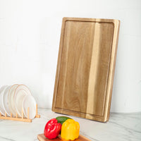 Cutting Board, 18x12 Large Acacia Wooden Cutting Board for Kitchen, Edge Grain Wood Chopping Board with Juice Groove and Handles, Pre-Oiled Carving Tray for Meat & Cheese