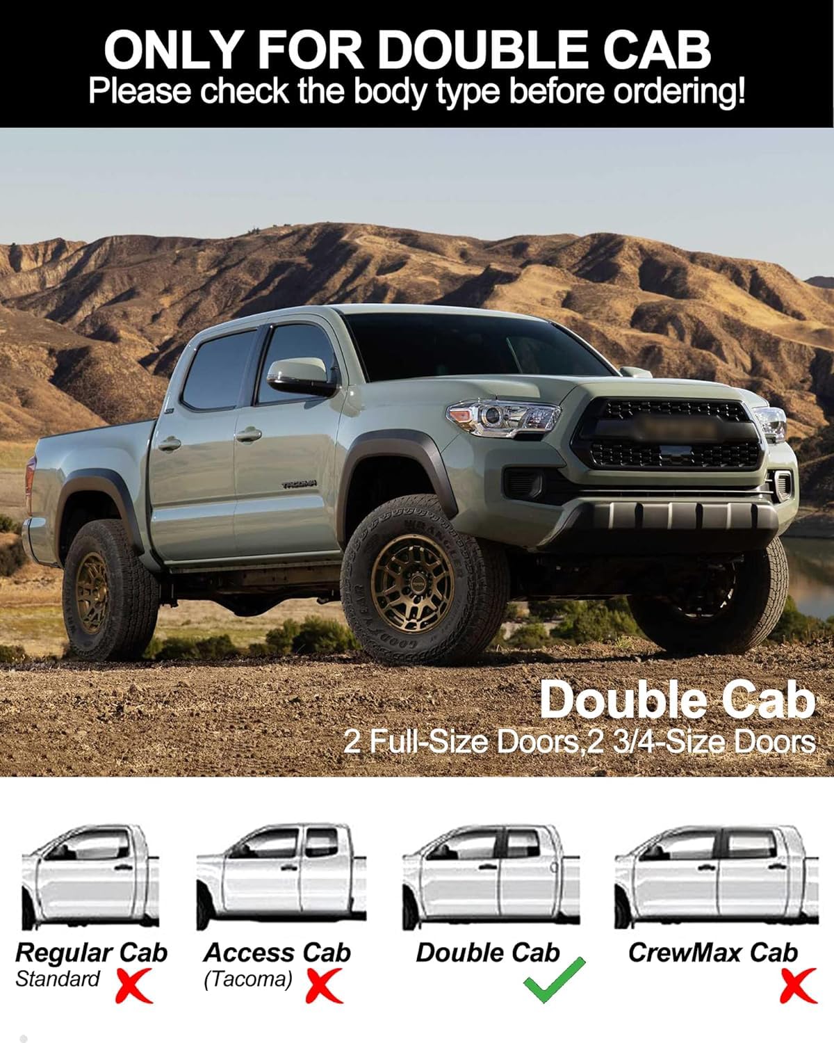 Running Boards for 2005-2023 Toyota Tacoma Double Cab