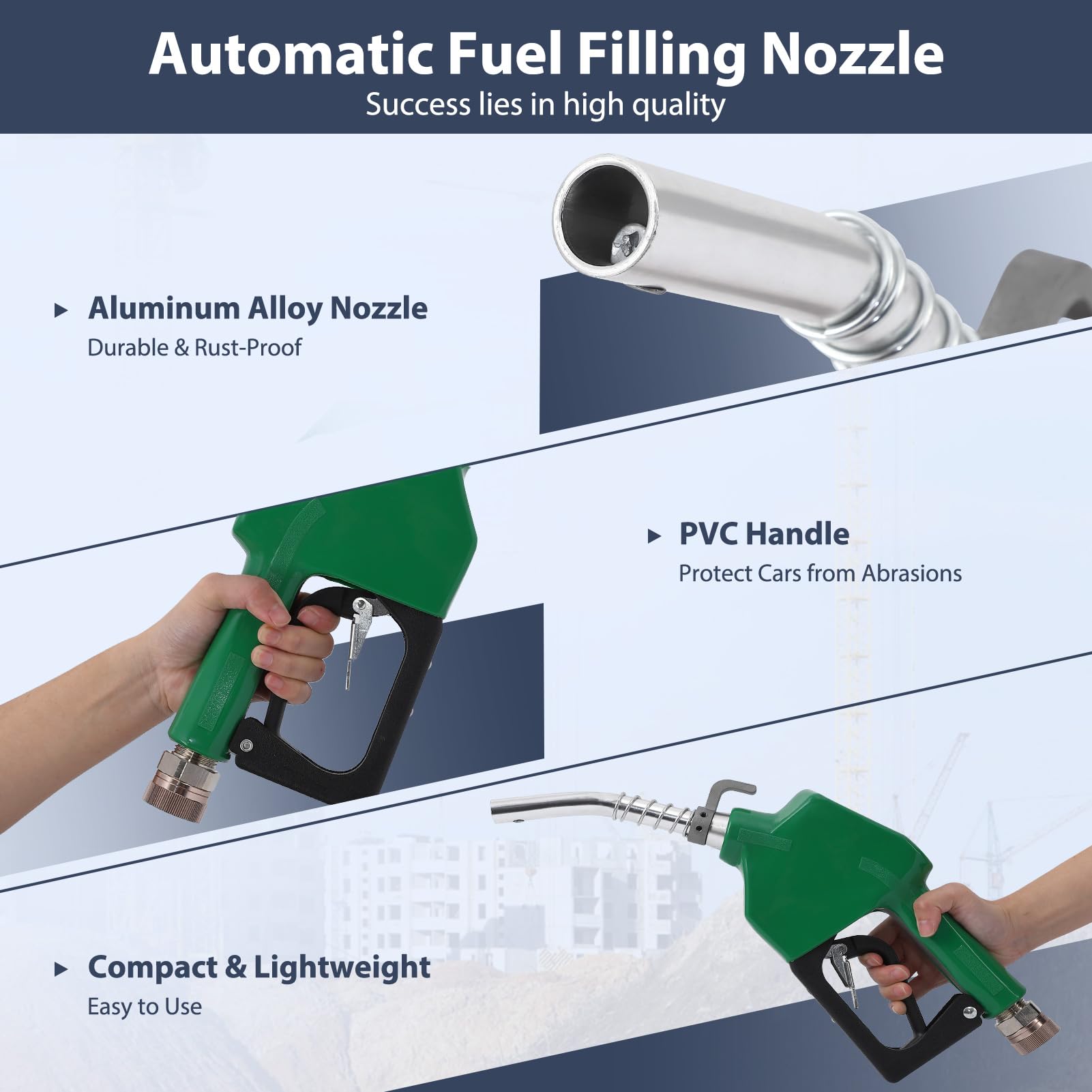 1" NPT Auto Fuel Nozzle, 360° Swivel, 11 GPM, Auto Shut-Off