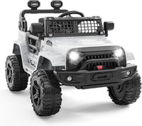 Garvee Ride P Series 12V Kids Electric Vehicles with Remote Control Spring Suspension, LED Lights, Bluetooth, 2 Speeds - Whtie