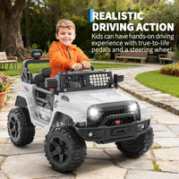 Garvee Ride P Series 12V Kids Electric Vehicles with Remote Control Spring Suspension, LED Lights, Bluetooth, 2 Speeds - Whtie