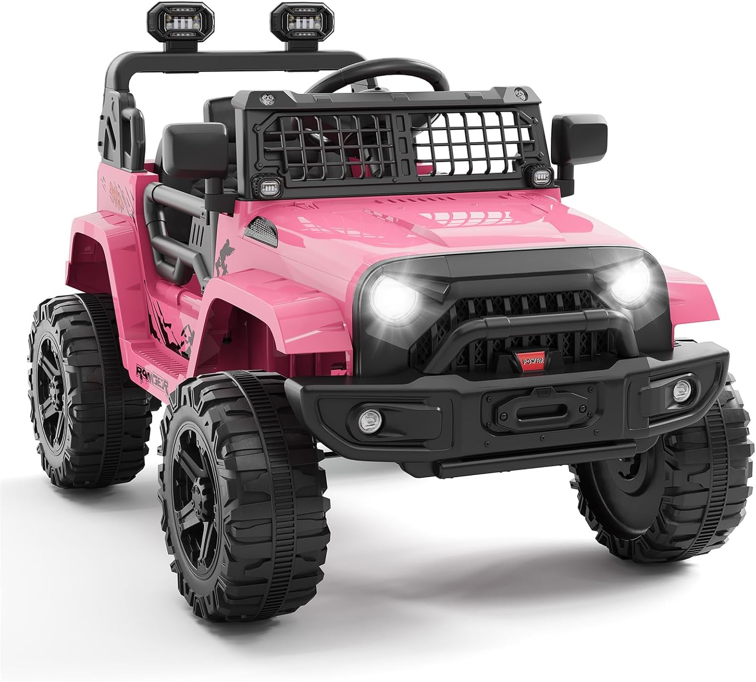 Garvee Ride P Series 12V Kids Electric Vehicles with Remote Control Spring Suspension, LED Lights, Bluetooth, 2 Speeds - Pink