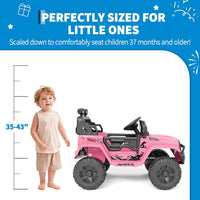 Garvee Ride P Series 12V Kids Electric Vehicles with Remote Control Spring Suspension, LED Lights, Bluetooth, 2 Speeds - Pink