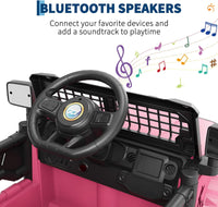 Garvee Ride P Series 12V Kids Electric Vehicles with Remote Control Spring Suspension, LED Lights, Bluetooth, 2 Speeds - Pink