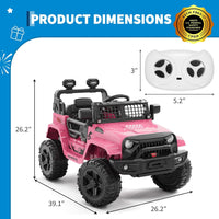 Garvee Ride P Series 12V Kids Electric Vehicles with Remote Control Spring Suspension, LED Lights, Bluetooth, 2 Speeds - Pink