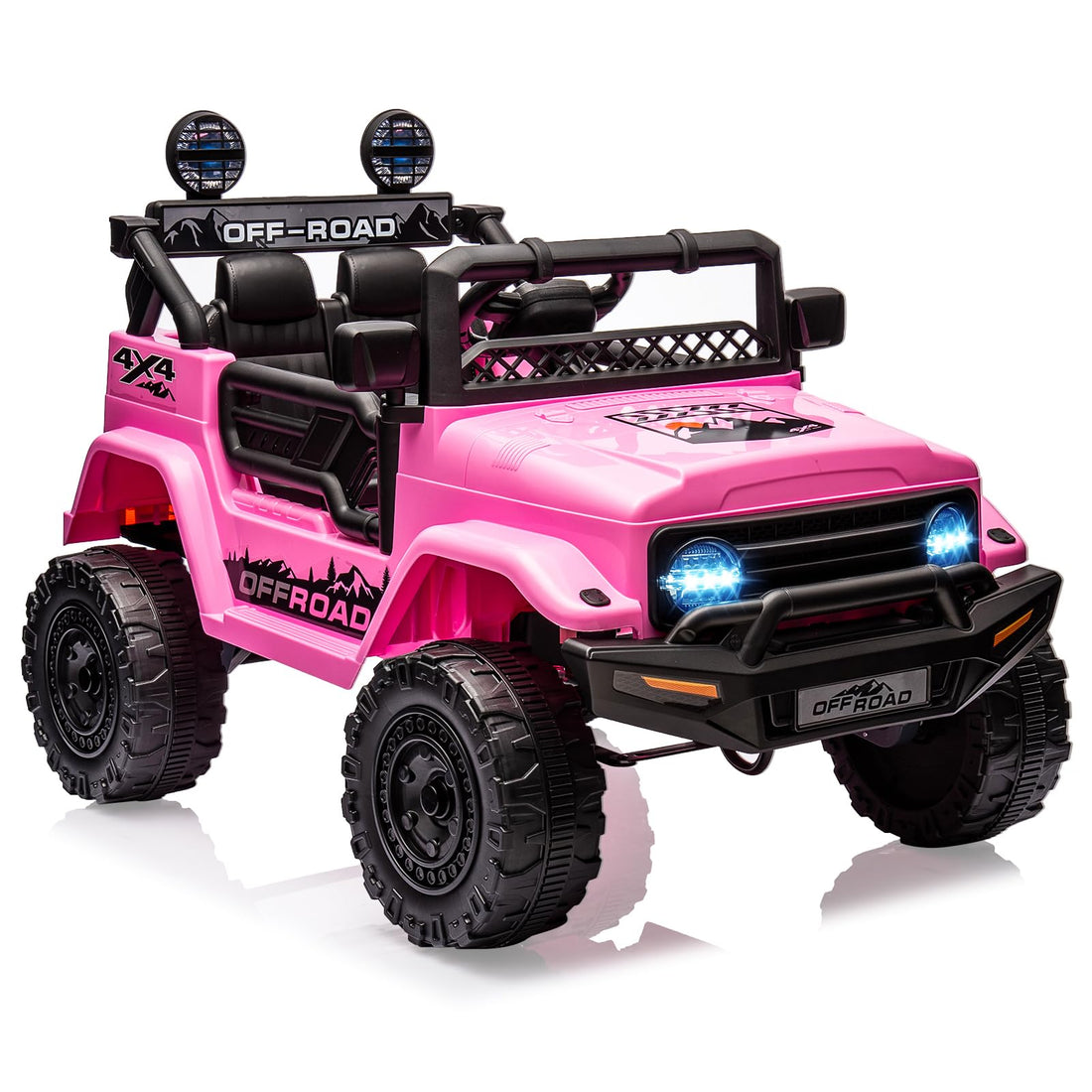 Kids Ride On Truck Car w/Parent Remote Control, 12V Power Wheel Electric Car for Kids, Ride on Toys with Led Lights Bluetooth, 3 Speeds, Spring Suspension