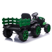 12V Kids Ride On Tractor with Trailer, LED Lights for Boy Girl