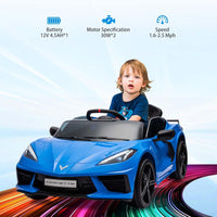 Garvee Ride - P Series: 12V Kids Ride on Car Licensed Corvette Battery Powered Car Toddles Electric Sports Car Toy with Remote Control, Visual Dashboard, LED Lights, Music, Gifts for Boys Girls, Dark Blue