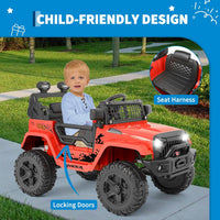 Garvee Ride P Series 12V Kids Electric Vehicles with Remote Control Spring Suspension, LED Lights, Bluetooth, 2 Speeds - Red