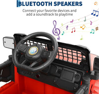 Garvee Ride P Series 12V Kids Electric Vehicles with Remote Control Spring Suspension, LED Lights, Bluetooth, 2 Speeds - Red