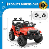 Garvee Ride P Series 12V Kids Electric Vehicles with Remote Control Spring Suspension, LED Lights, Bluetooth, 2 Speeds - Red