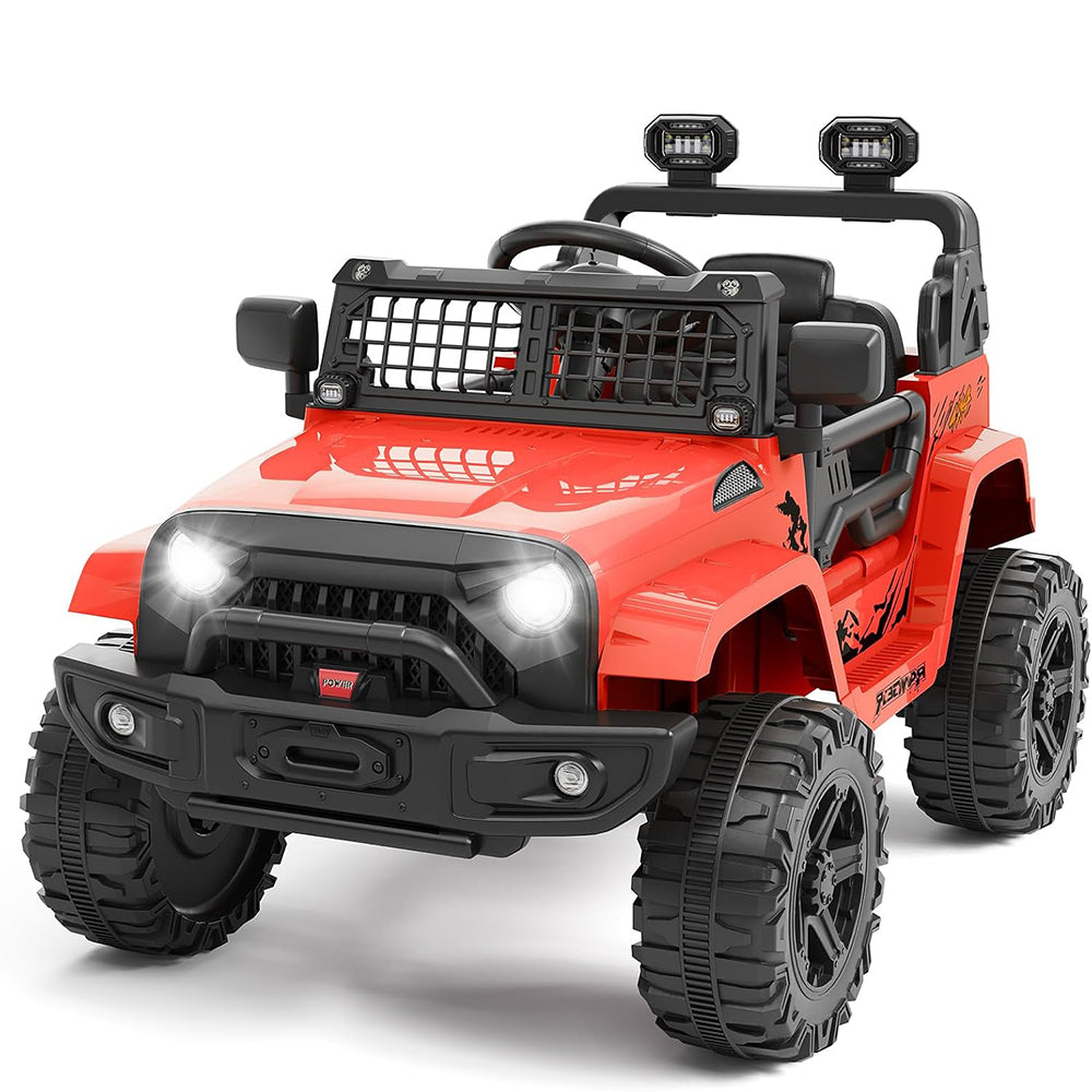 Garvee Ride P Series 12V Kids Electric Vehicles with Remote Control Spring Suspension, LED Lights, Bluetooth, 2 Speeds - Red